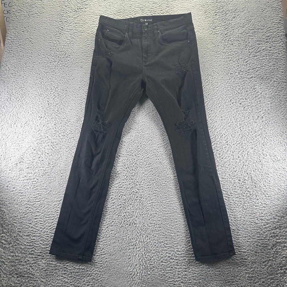 Empyre Verge Jeans Mens 32x30 Black Cotton Denim Skinny Distressed Workwear